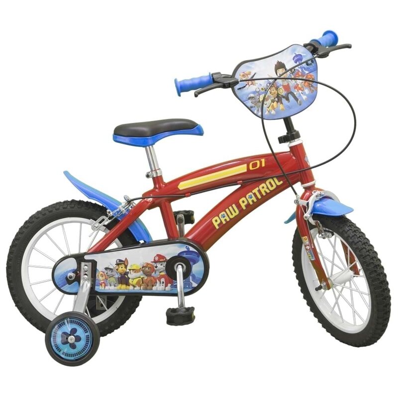 Toimsa - bicicleta cu pedale , paw patrol, 14 , cu roti ajutatoare, multicolor