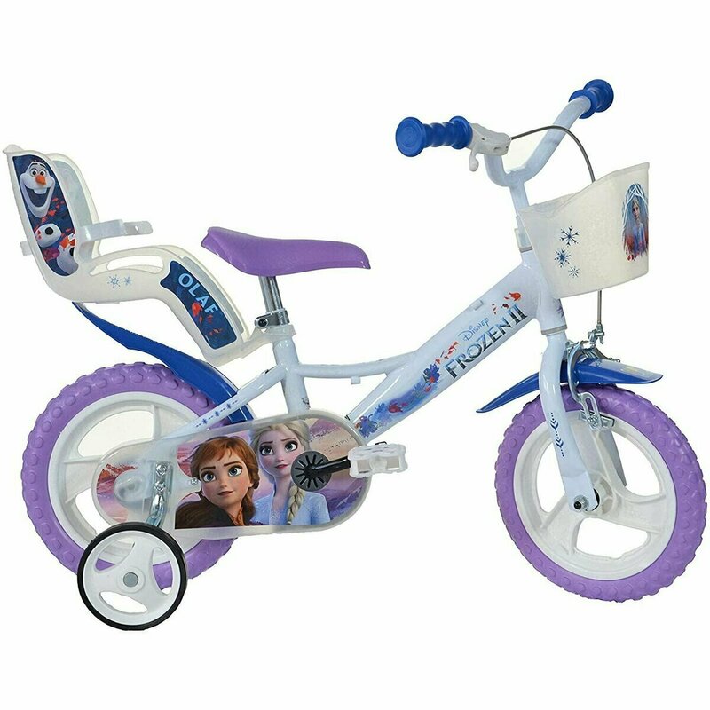 Dino Bikes - Bicicleta cu pedale , Disney Frozen, 12 , Cu roti ajutatoare, Multicolor