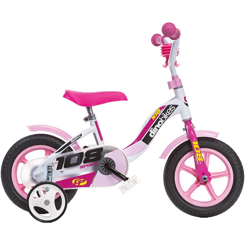 Bicicleta copii Dino Bikes 10\' 108 Sport alb si roz