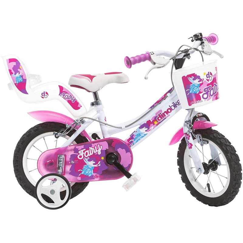 Bicicleta copii Dino Bikes 12\' Fairy alb si roz