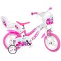 Bicicleta cu pedale, Dino Bikes, Flappy, Cu roti ajutatoare, Cu cosulet frontal, Cu scaunel pentru papusa, 12 inch, Pana la 40 kg, 3 ani+, Roz - 3