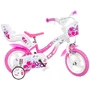 Bicicleta cu pedale, Dino Bikes, Flappy, Cu roti ajutatoare, Cu cosulet frontal, Cu scaunel pentru papusa, 12 inch, Pana la 40 kg, 3 ani+, Roz - 1