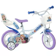 Black Friday - Reduceri Bicicleta cu pedale, Dino Bikes, Craiasa Zapezii, Cu roti ajutatoare, Cu cosulet frontal, Cu scaunel pentru papusa, 12 inch, Pana la 40 kg, 3 ani+, Multicolor Promotie