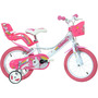 Bicicleta cu pedale, Dino Bikes, Unicorn, Cu roti ajutatoare, Cu cosulet frontal, Cu cosulet pentru papusi, 14 inch, Pana la 115 cm, Pink - 1