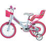Bicicleta cu pedale, Dino Bikes, Unicorn, Cu roti ajutatoare, Cu cosulet frontal, Cu cosulet pentru papusi, 14 inch, Pana la 115 cm, Pink - 7
