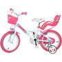 Bicicleta cu pedale, Dino Bikes, Unicorn, Cu roti ajutatoare, Cu cosulet frontal, Cu cosulet pentru papusi, 14 inch, Pana la 115 cm, Pink - 10