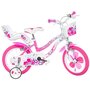 Bicicleta cu pedale, Dino Bikes, Flappy, Cu roti ajutatoare, Cu cosulet frontal, Cu scaunel pentru papusa, 16 inch, Pana la 125 cm, 6 ani+, Roz - 1
