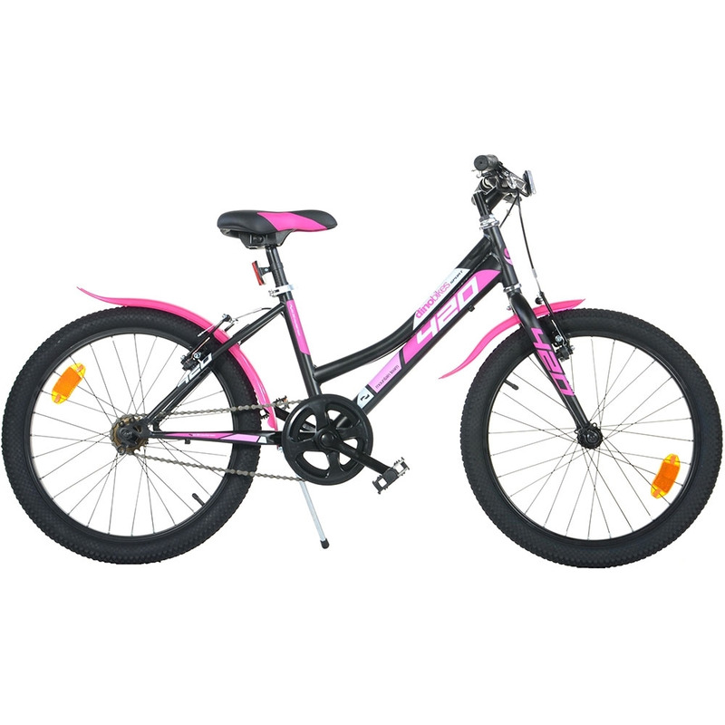 Bicicleta cu pedale, Dino Bikes, Mountain Bike, Cu 1 viteza, 20 inch, Pana la 145 cm, 7 ani+, Negru/Roz