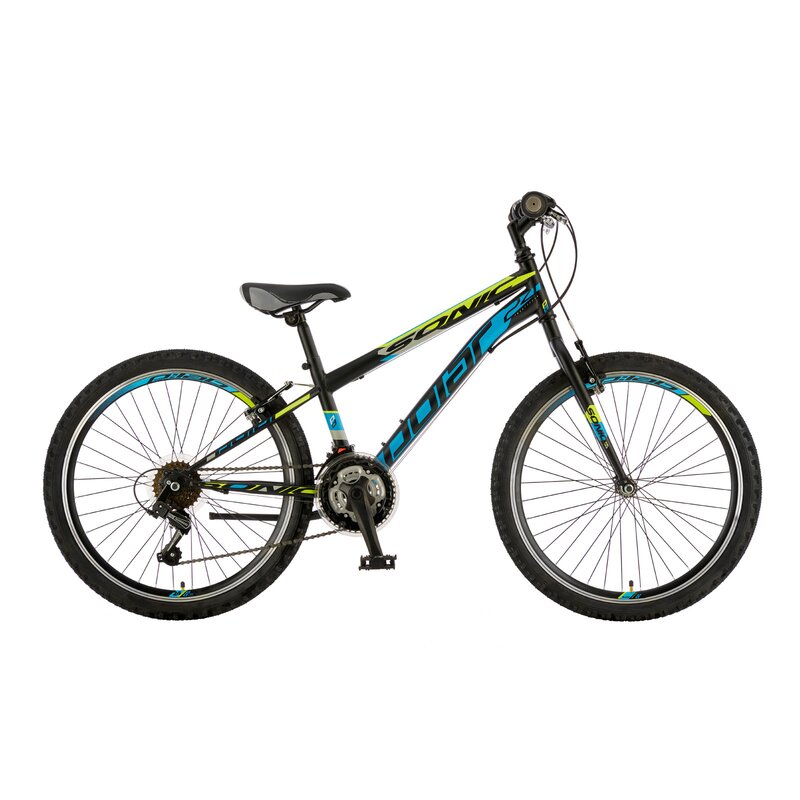 Bicicleta Copii Polar Sonic - 24 Inch, Negru-Verde-Albastru