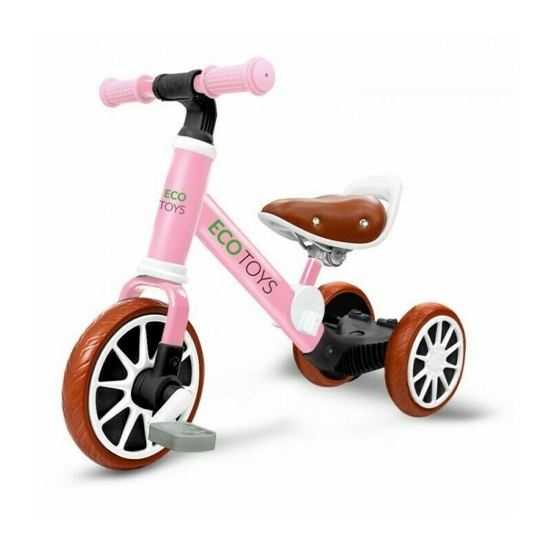 Ecotoys - bicicleta cu pedale lc-v1322 , 3 in 1, roz