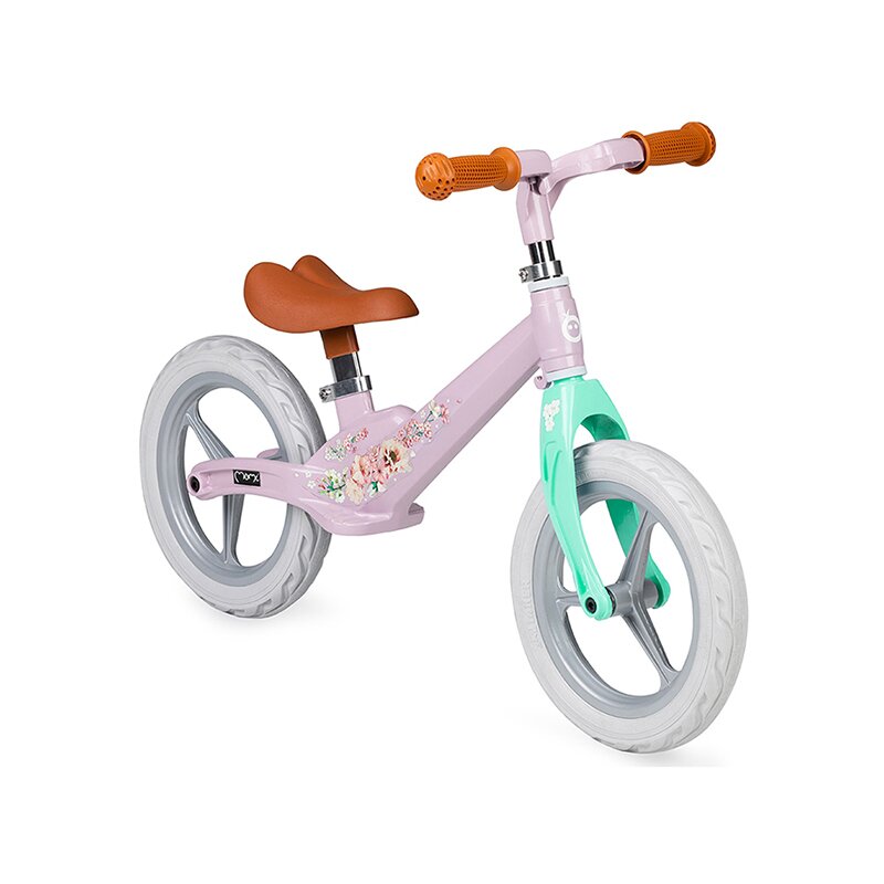 Bicicleta de echilibru, MoMi, ULTI Pink, Fara pedale, Albastru, Reglabila, Cadru usor din magneziu, Roti cauciucate, Absorbtie a socurilor, Sarcina maxima 30 kg