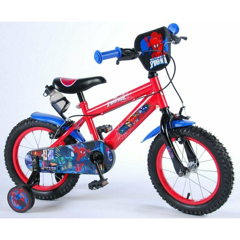 Eandl cycles - bicicleta cu pedale , spiderman, 14 , cu roti ajutatoare, multicolor