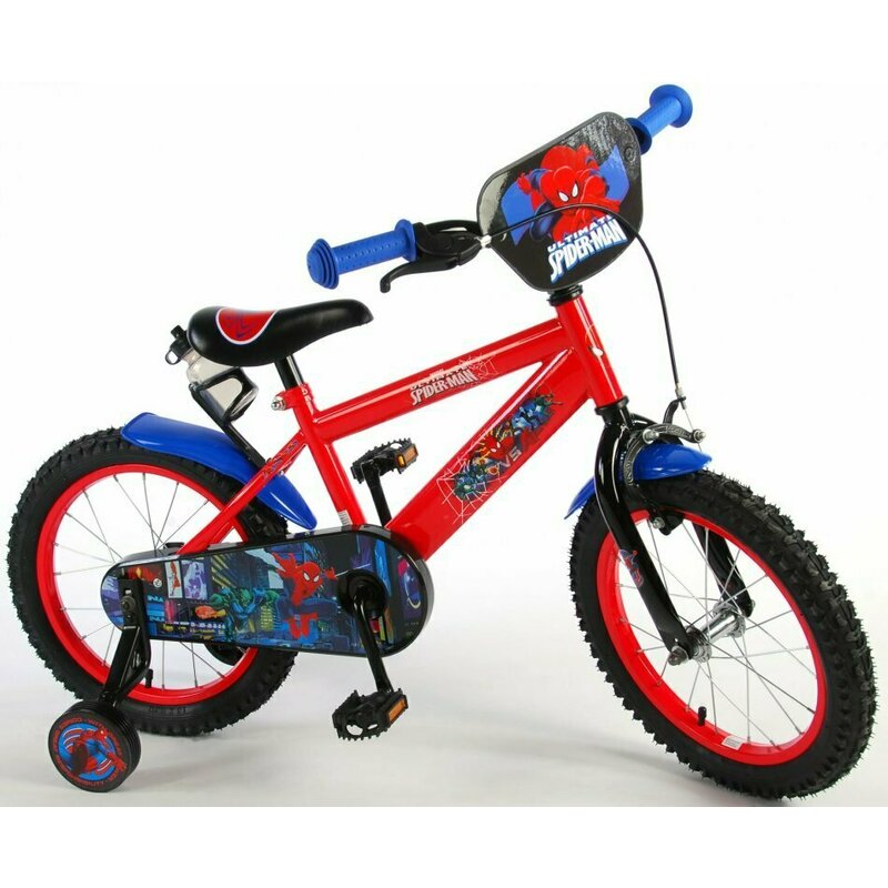 Eandl cycles - bicicleta cu pedale , spiderman, 16 , cu roti ajutatoare, multicolor