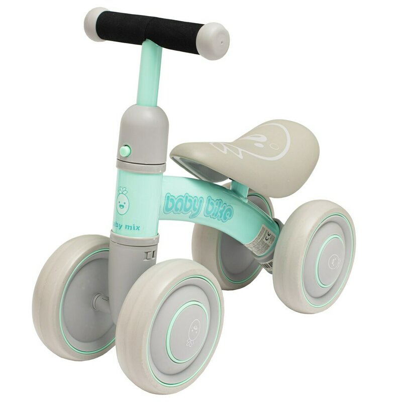 Bicicleta fara pedale, Baby Mix, Baby Bike, Cu 4 roti din spuma, Pana la 20 kg, Otel, Manere moi, antiderapante, 12- 36 luni, Conform EN 71, Turquoise