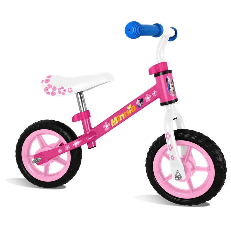 Bicicleta fara pedale, Stamp, Minnie, Cu ghidon si sa reglabile, 10 inch, Pana in 20 kg, 2-4 ani, Roz