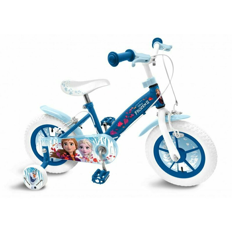 Stamp - bicicleta cu pedale , disney frozen, 12 , cu roti ajutatoare, albastru