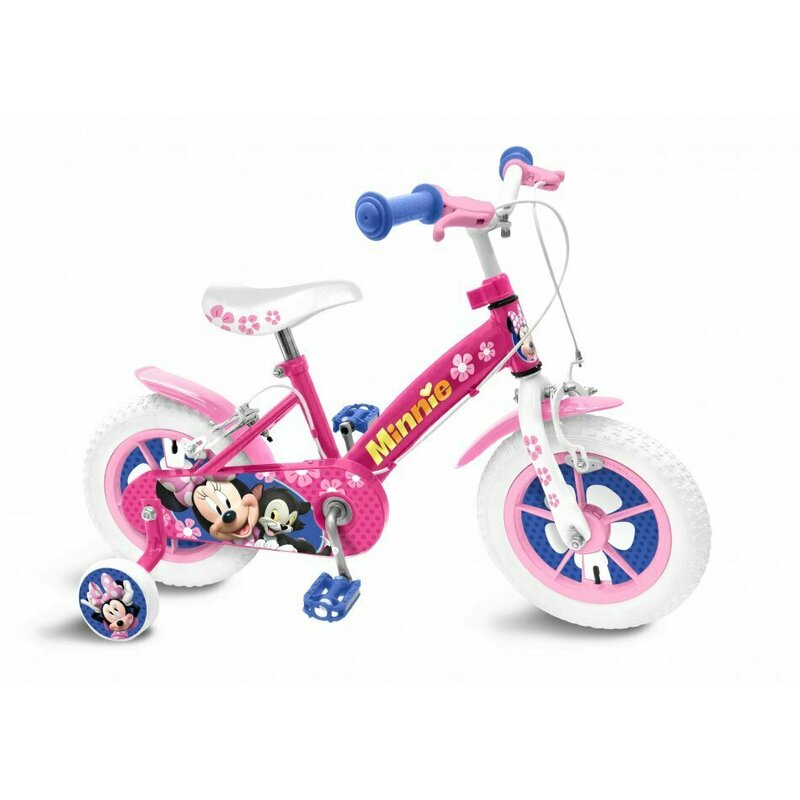 Stamp - bicicleta cu pedale , minnie mouse, 12 , cu roti ajutatoare, multicolor