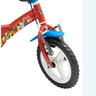 Bicicleta pentru copii, Toimsa, Paw Patrol, 12 inch, Cu roti ajutatoare, Conform cu standardul european de securitate EN71, Rosu/ Albastru