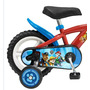 Bicicleta pentru copii, Toimsa, Paw Patrol, 12 inch, Cu roti ajutatoare, Conform cu standardul european de securitate EN71, Rosu/ Albastru - 2