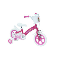 Bicicleta pentru copii, Huffy, Disney Princess, 12 inch, Cu roti ajutatoare si cosulet frontal, Sistem de franare frontal, Roz