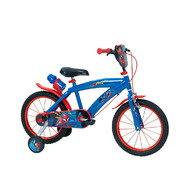Bicicleta pentru copii, Huffy, Disney Spider-Man, 16 inch, Cu roti ajutatoare si suport pentru sticla de apa, Albastru