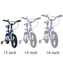 Bicicleta pentru copii 2-4 ani HappyCycles KidsCare, roti 12 inch, cu roti ajutatoare si frane pe disc, albastru - 6