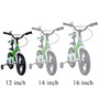Bicicleta pentru copii 2-4 ani HappyCycles KidsCare, roti 12 inch, cu roti ajutatoare si frane pe disc, verde - 6