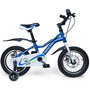 Bicicleta pentru copii 5-8 ani HappyCycles KidsCare, roti 16 inch, cu roti ajutatoare si frane pe disc, albastru - 7