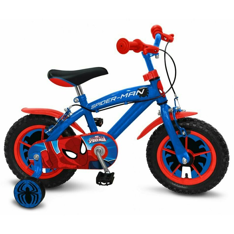 Stamp - Bicicleta cu pedale , Spiderman, 14 , Cu roti ajutatoare, Multicolor