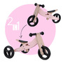 Bicicleta/tricicleta fara pedale, Free2Move, Din lemn, 2 in 1, Functie de bicicleta echilibru, Scaun reglabil, Roti ajustabile, Manere antiderapante, Varsta 1-3 ani, Conform cu standardele europene EN71-1;2018, EN71-2:2020, EN71-3:2021, Dusty Pink - 1