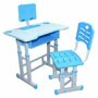 Birou cu scaunel pentru copii, reglabile, albastru, baieti, din lemn, metal si PVC, pentru scoala - Lipsa suport tableta - 1