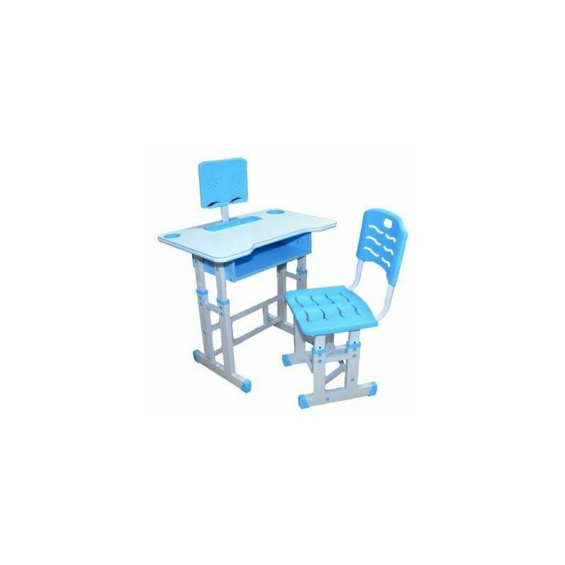 Birou cu scaunel pentru copii, reglabile, albastru, baieti, din lemn, metal si PVC, pentru scoala - Lipsa suport tableta
