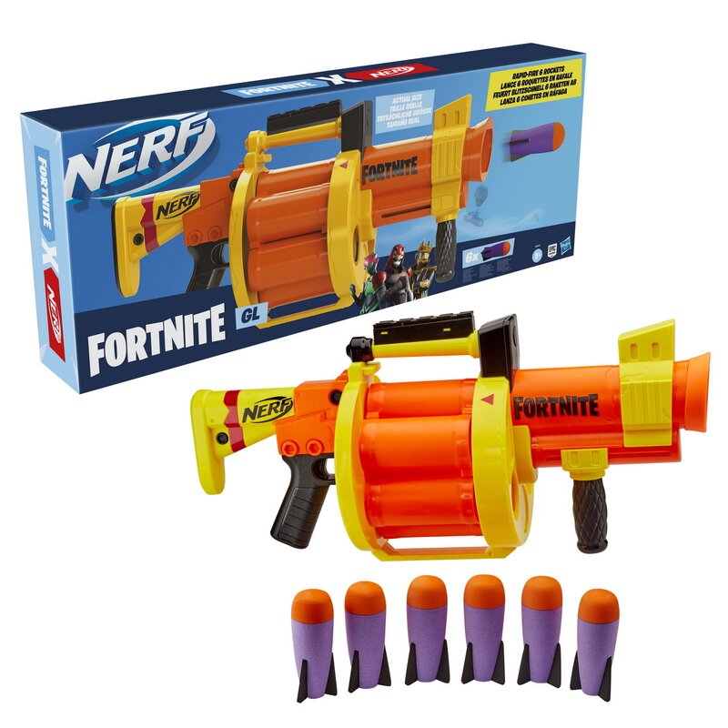 Hasbro - Arma de jucarie Blaster Nerf GL lansatorul de rachete , Fortnite, Multicolor