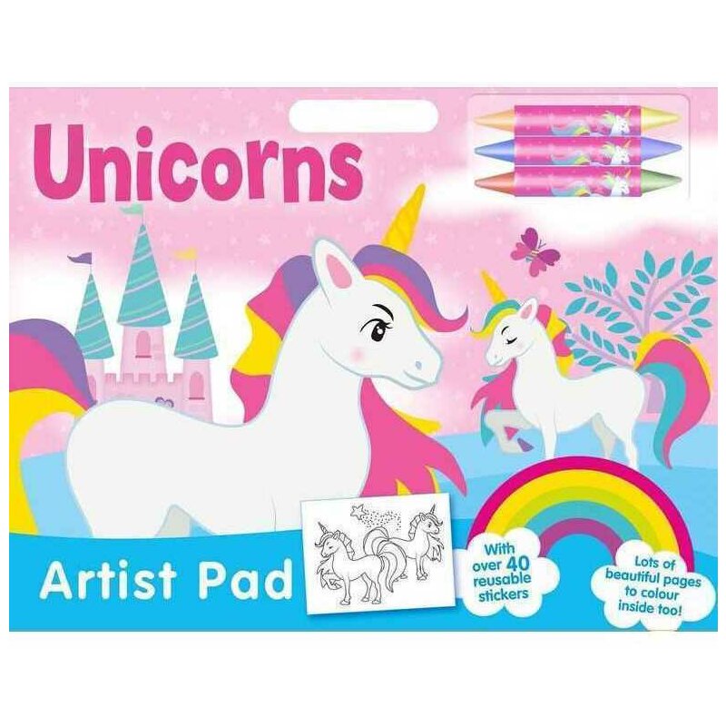 Bloc de colorat Unicorns Artist Pad cu stickere Alligator AB3049UNAR2