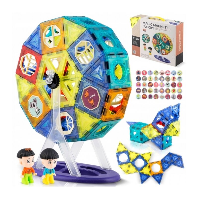 Blocuri magnetice, 71 elemente, Carusel Ricokids RK-769