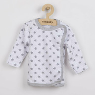 Bluza cu maneca lunga, New Baby, Cu capse, Marime 56, Din bumbac 100%, Classic II Grey with stars