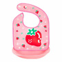Baveta impermeabila, Bocioland, Cu buzunar detasabil, Dimensiune 21x21 cm, Strawberry
