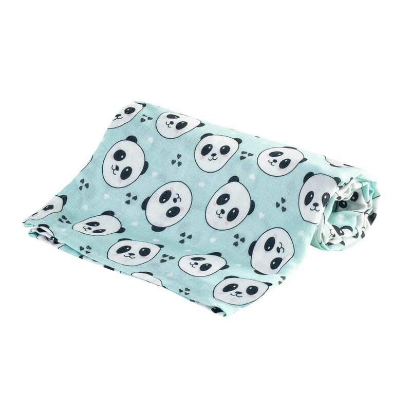 Bocioland - scutec multifunctional, din fibra de bambus, 75x 75 cm, panda mint