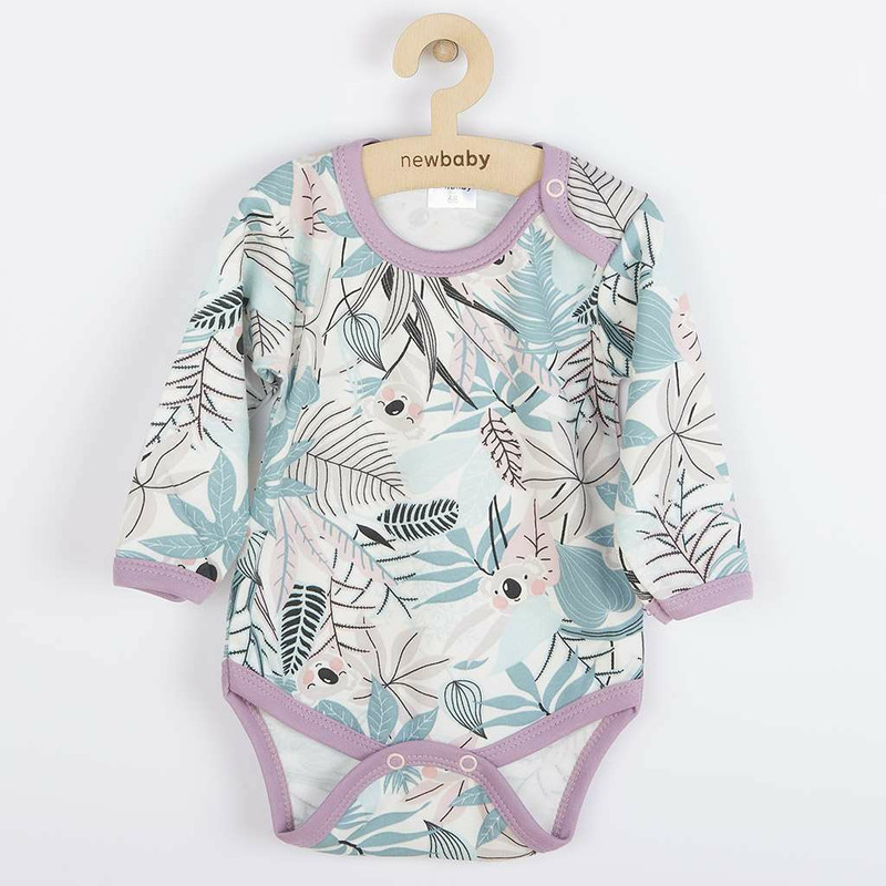 Body cu maneca lunga, New Baby, Cu capse, Marime 62, Din bumbac 100%, Rebel Lilac