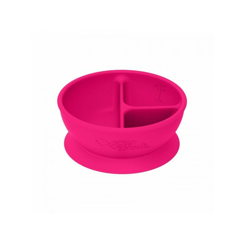 Bol de invatare compartimentat - Learning Bowl Divided - Green Sprouts - Pink
