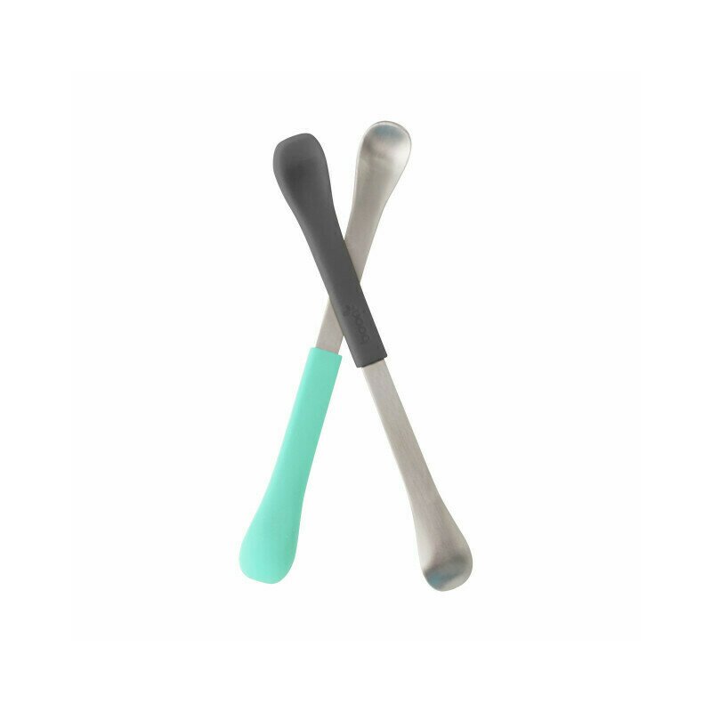 Boon - boon, tacâm bebeluș, set swap lingurita 2 in 1, gri+teal, nu contine ftalati