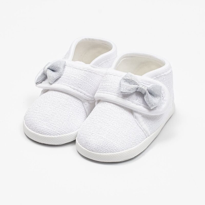 Botosei, New Baby, Cu fundita, Inchidere cu velcro, 3-6 luni, Alb