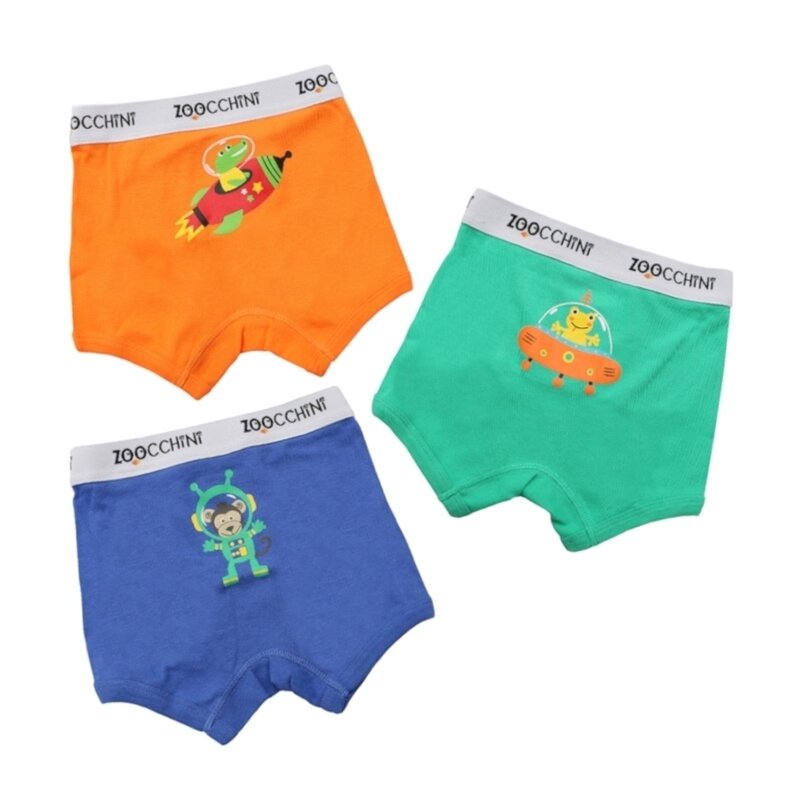 Boxeri din bumbac organic, pentru baieti, Zoocchini Space Force, 4-5 ani - set 3 buc