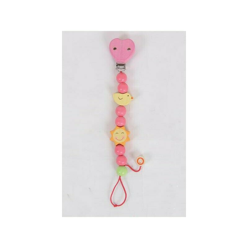 Hausmann (a-haberkorn) - lant suzeta breloc 20 cm din lemn, galben/roz