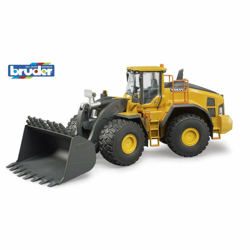 Incarcator, Bruder, Volvo L260h, Pe roti, Cu brat de incarcare complet functional, 3 ani+, Galben