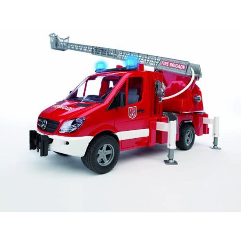 BRUDER - Autoutilitara Sprinter de pompieri Mercedes Benz , Cu scara, Cu sirena, Cu pompa de apa