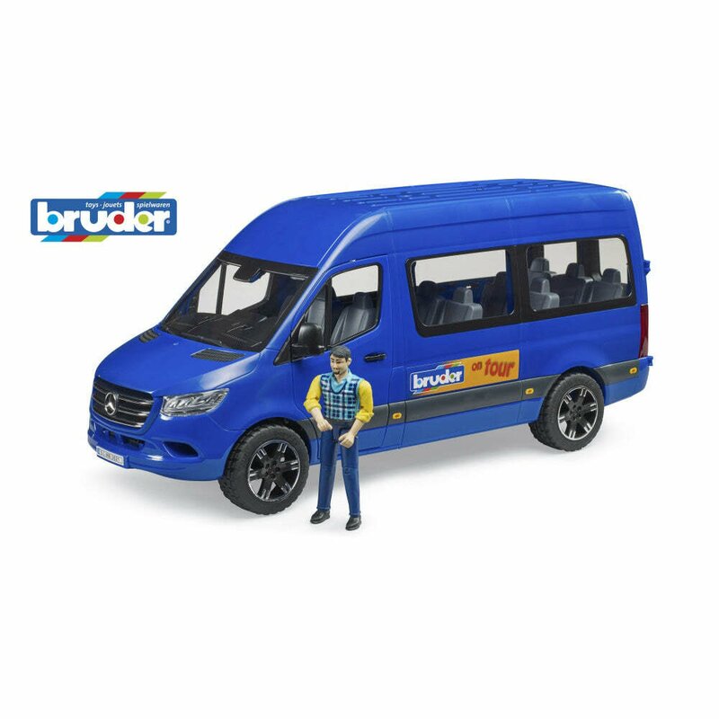 Sprinter de transfer, Bruder, Mercedes Benz, Cu sofer, Cu usi care se deschid, 4 ani+, Albastru