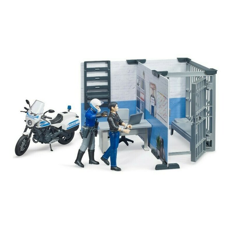 Bruder - set de joaca statie de politie , cu motocicleta