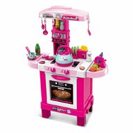 Bucatarie copii, Baby Mix, Cu multiple accesorii, lumini si sunet, Little Chef Pink