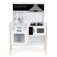 Bucatarie din lemn cu sunete, accesorii si LED-uri Ecotoys PLK537